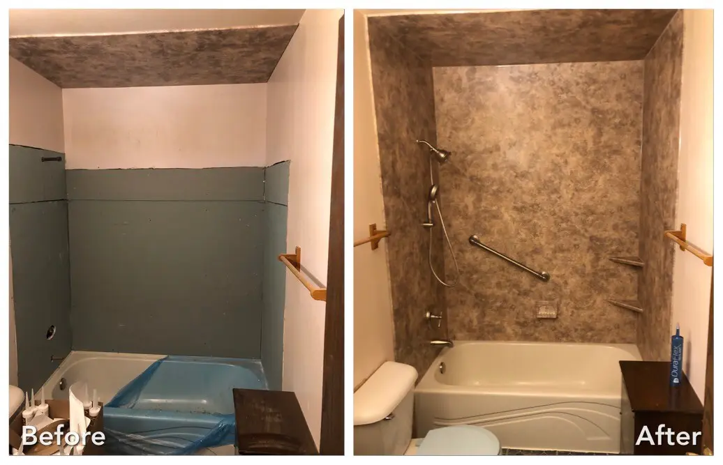 Tub surround upgrade in Valley Stream, Nassau County — before and after