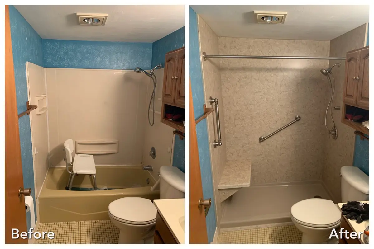 Accessibility shower conversion in Hauppauge, Long Island — before and after