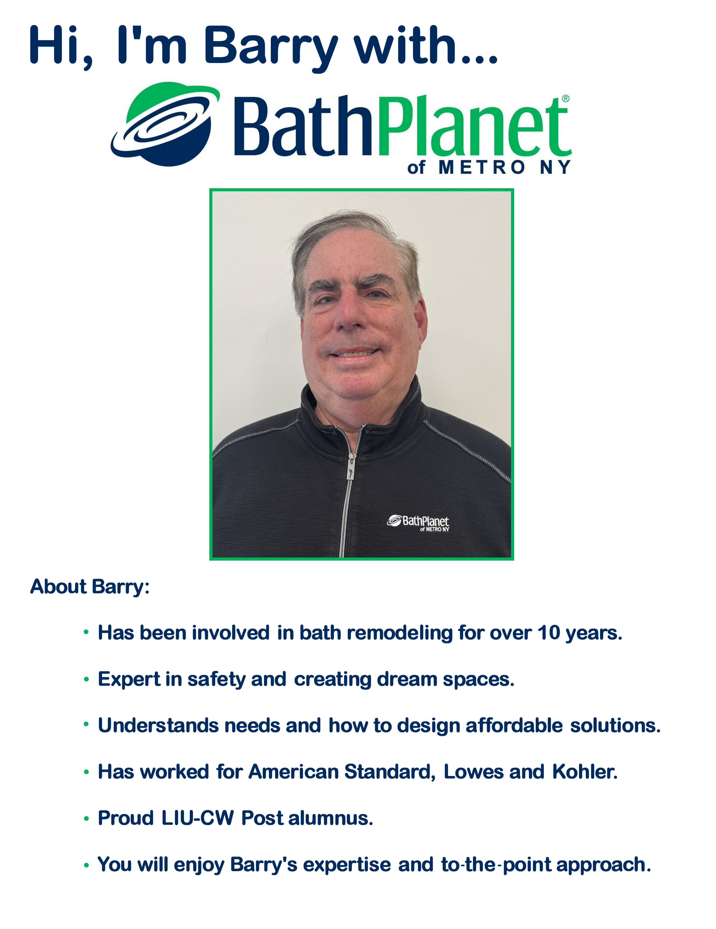 Barry Cohen, Design Consultant at Bath Planet of Metro NY